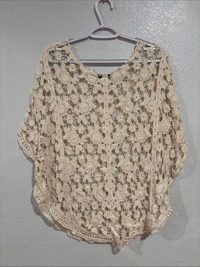 Maurices Cream Crochet Floral Tunic